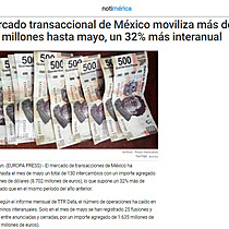 El mercado transaccional de Mxico moviliza ms de 8.700 millones hasta mayo, un 32% ms interanual